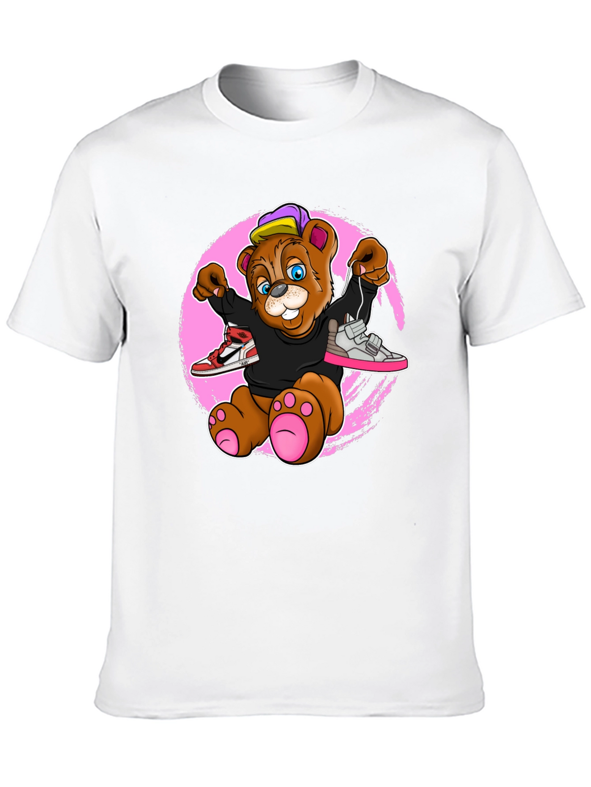 Cartoon Bear with Sneakers Graphic T-Shirt