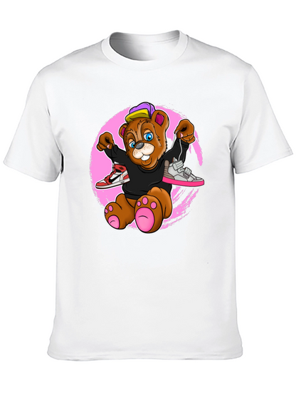 Cartoon Bear with Sneakers Graphic T-Shirt