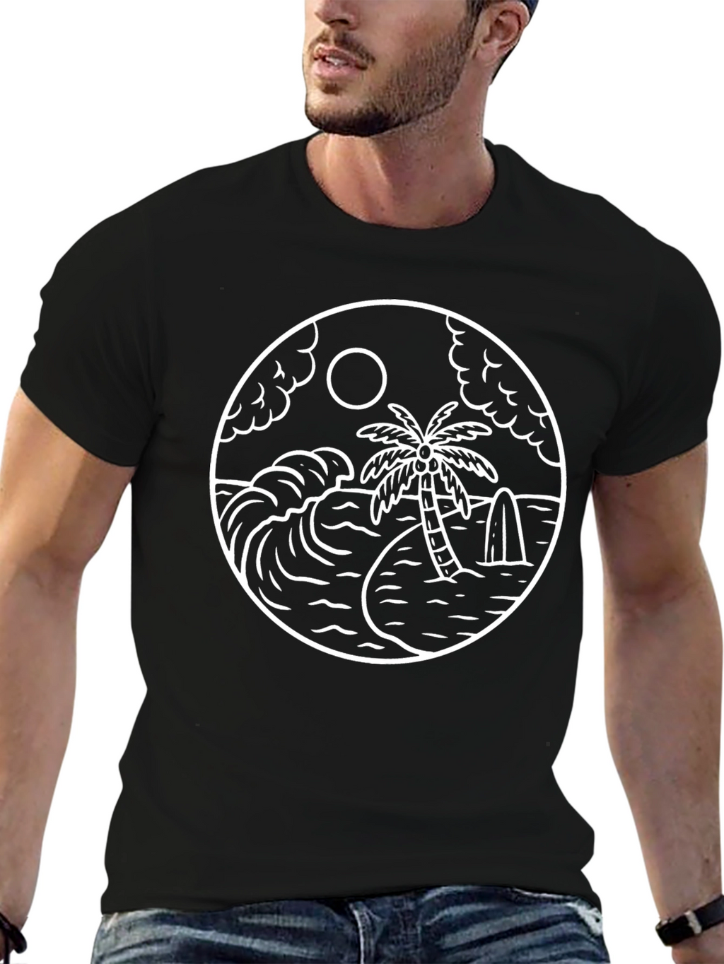Tropical Paradise Graphic Tee - Black