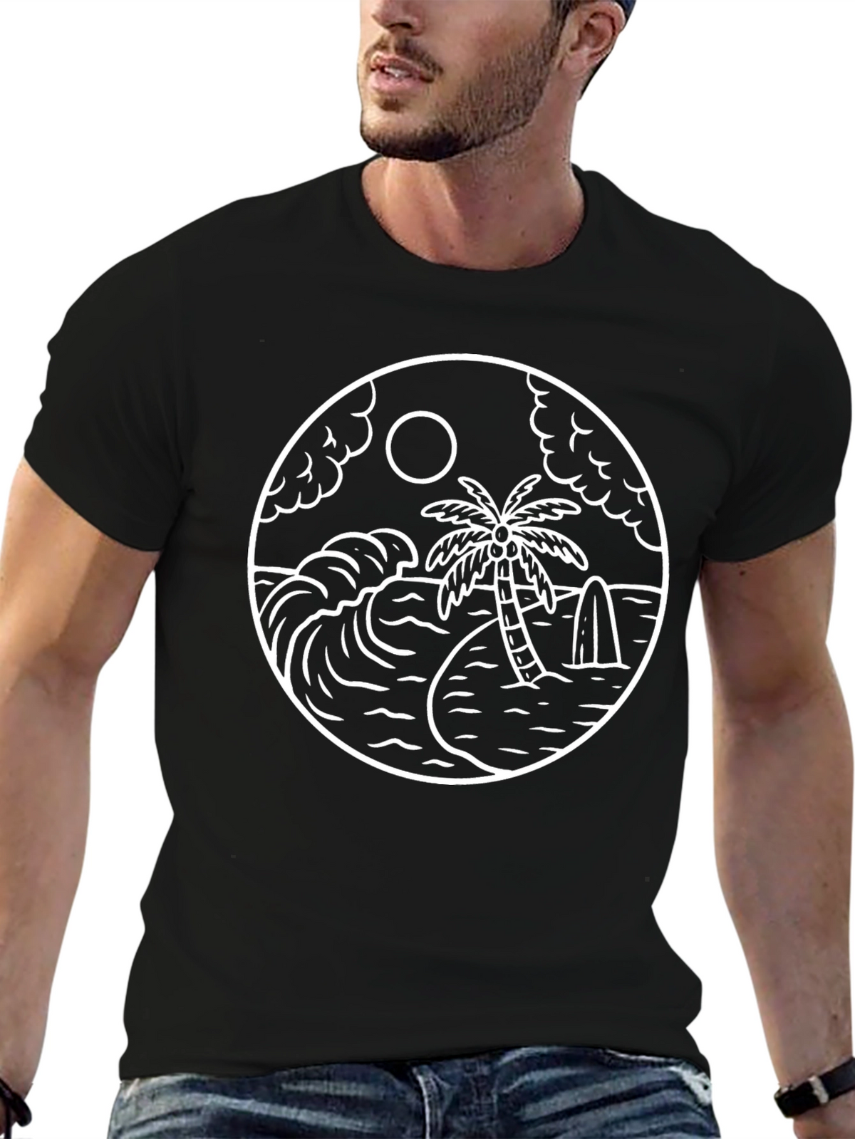 Tropical Paradise Graphic Tee - Black