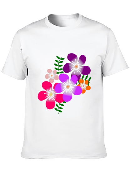 Floral Graphic Print T-Shirt - Casual Black Tee