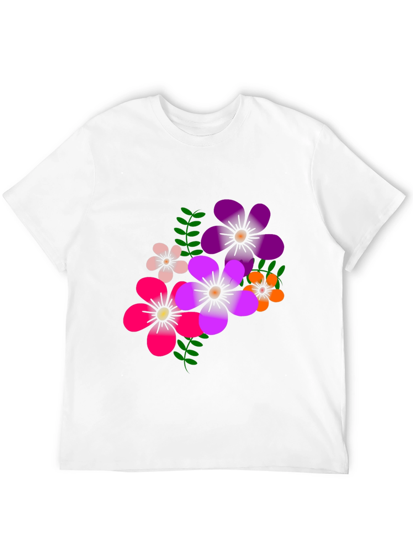 Floral Graphic Print T-Shirt - Casual Black Tee
