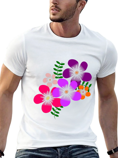 Floral Graphic Print T-Shirt - Casual Black Tee