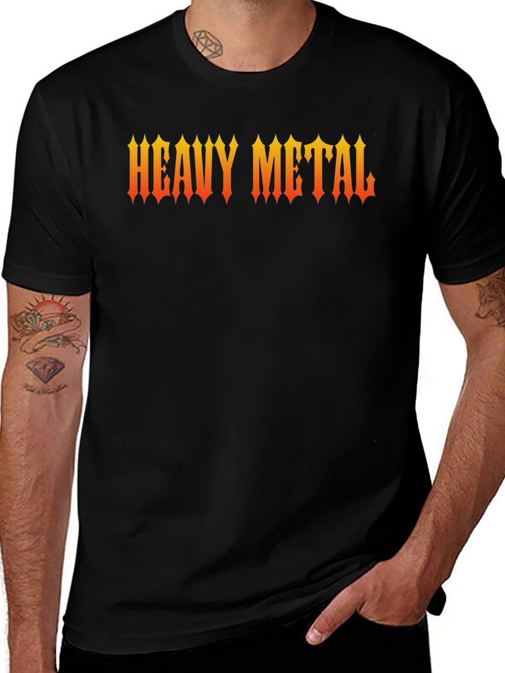 Heavy Metal Graphic Print Black T-Shirt