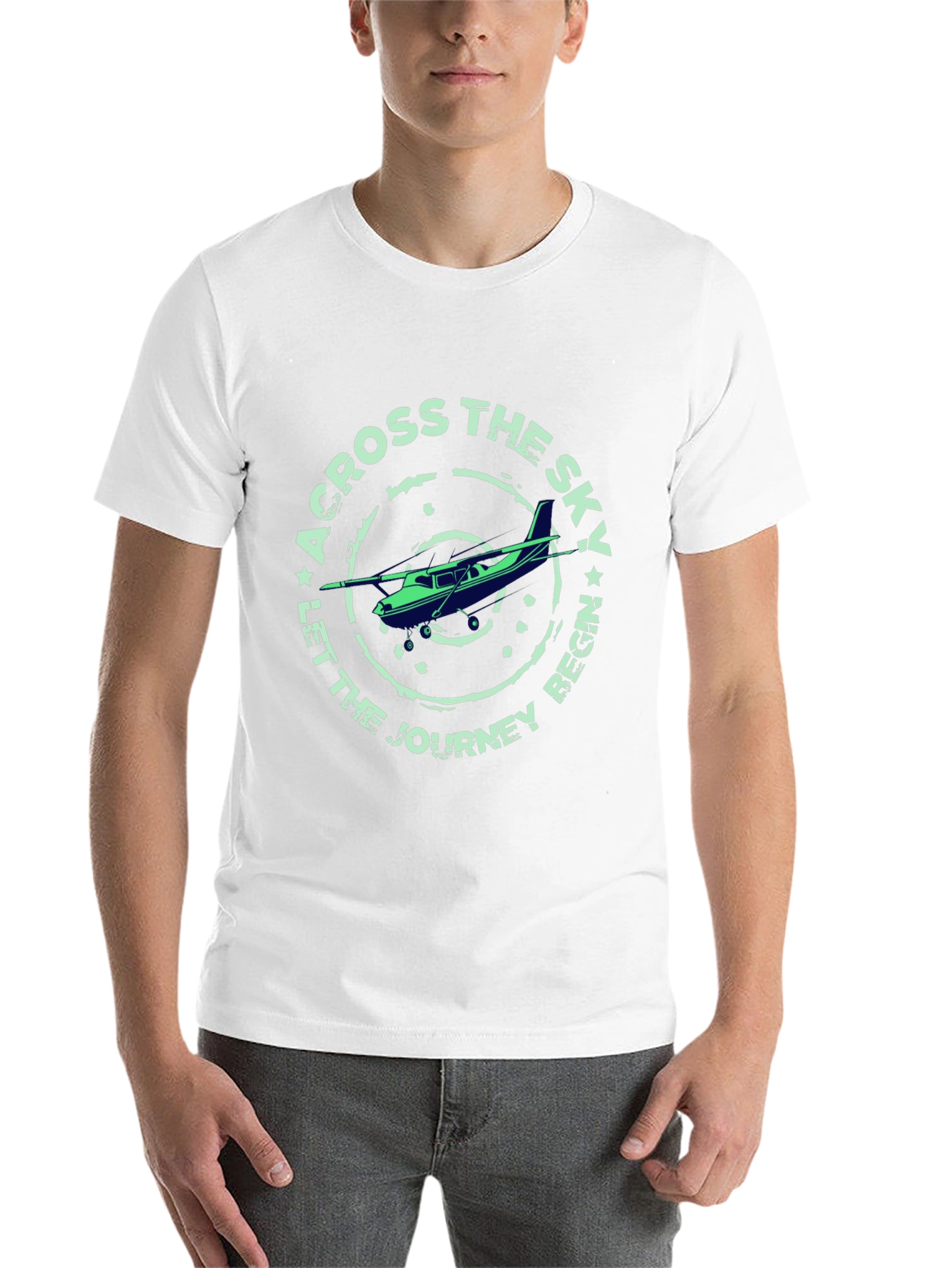 Across The Sky Airplane Graphic T-Shirt