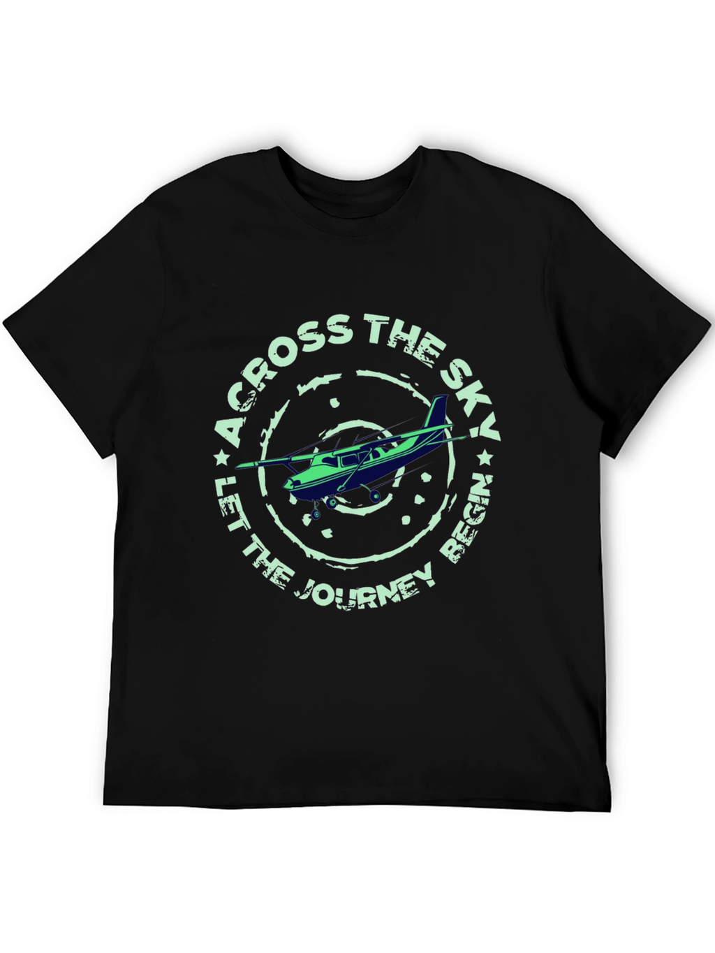 Across The Sky Airplane Graphic T-Shirt
