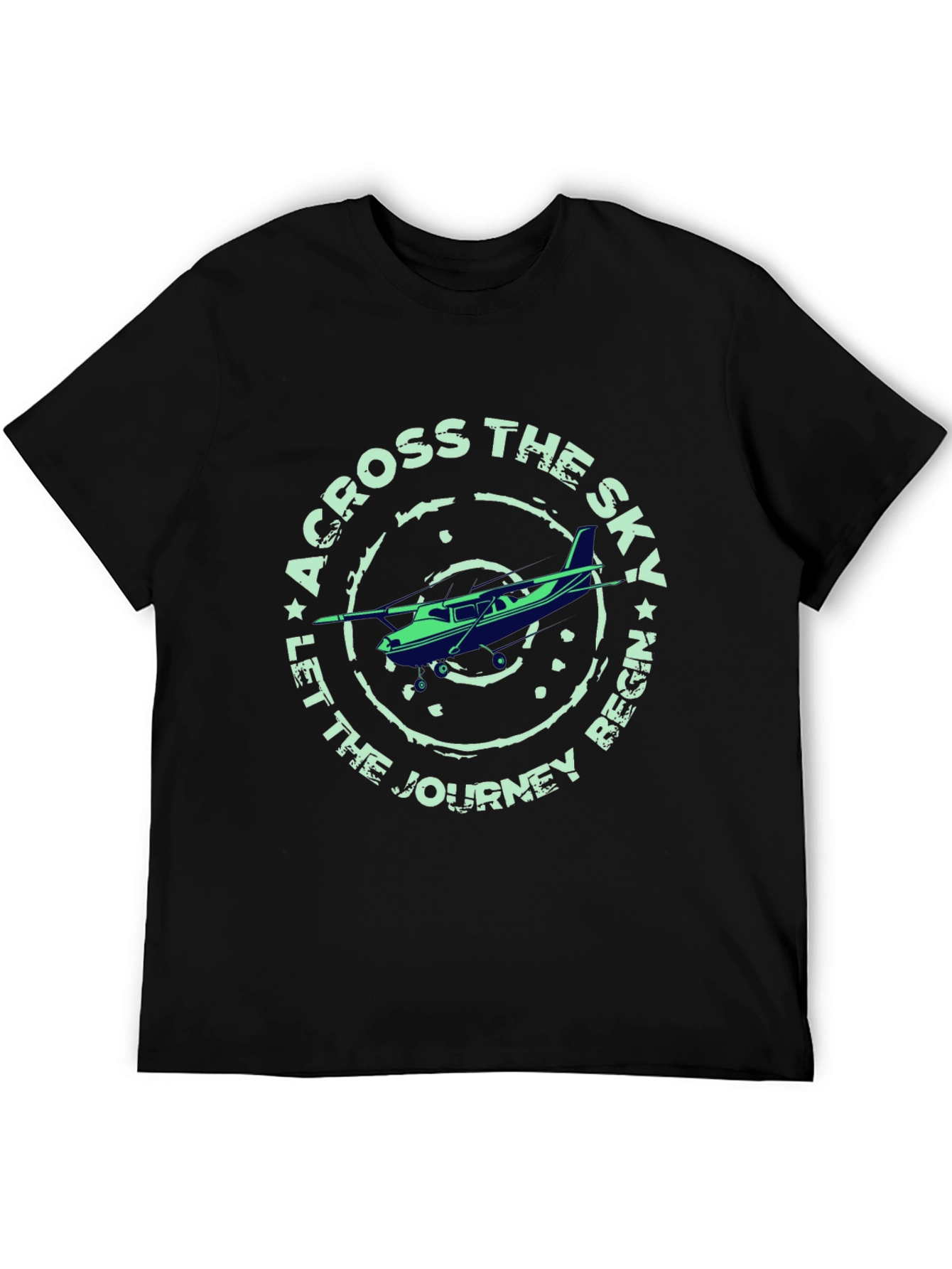 Across The Sky Airplane Graphic T-Shirt