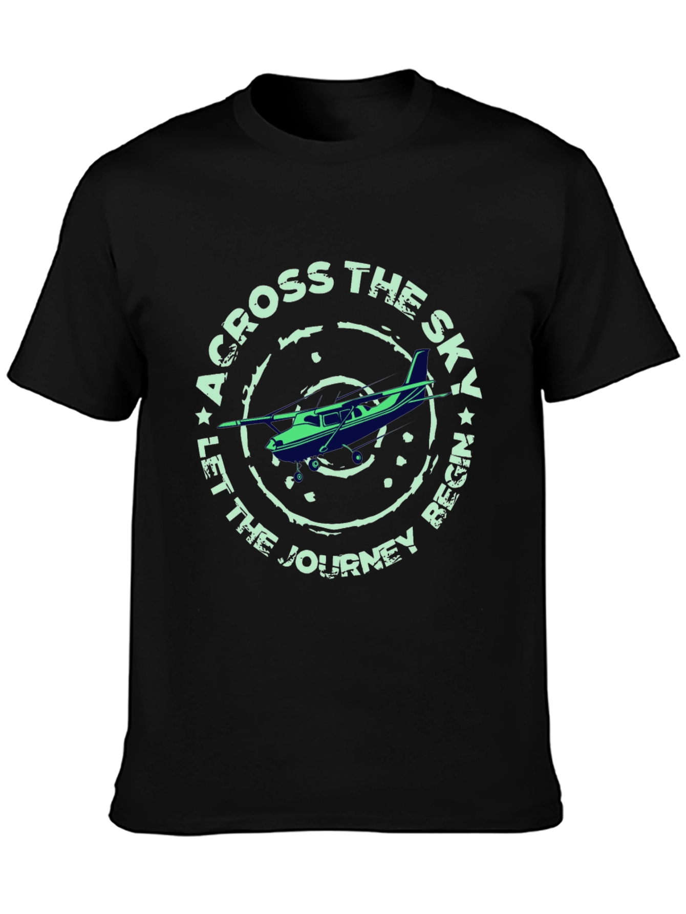 Across The Sky Airplane Graphic T-Shirt
