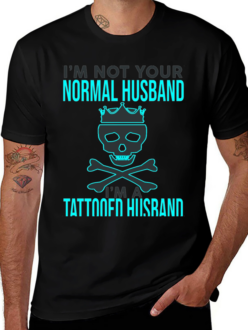 Tattooed Husband Graphic Tee - Skull and Bones