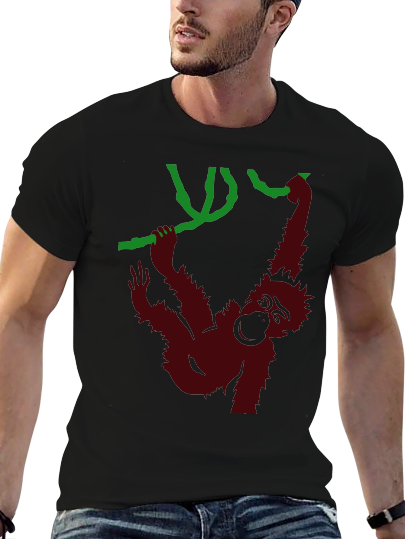 Monkeying Around Graphic Tee - Black Cotton T-Shirt