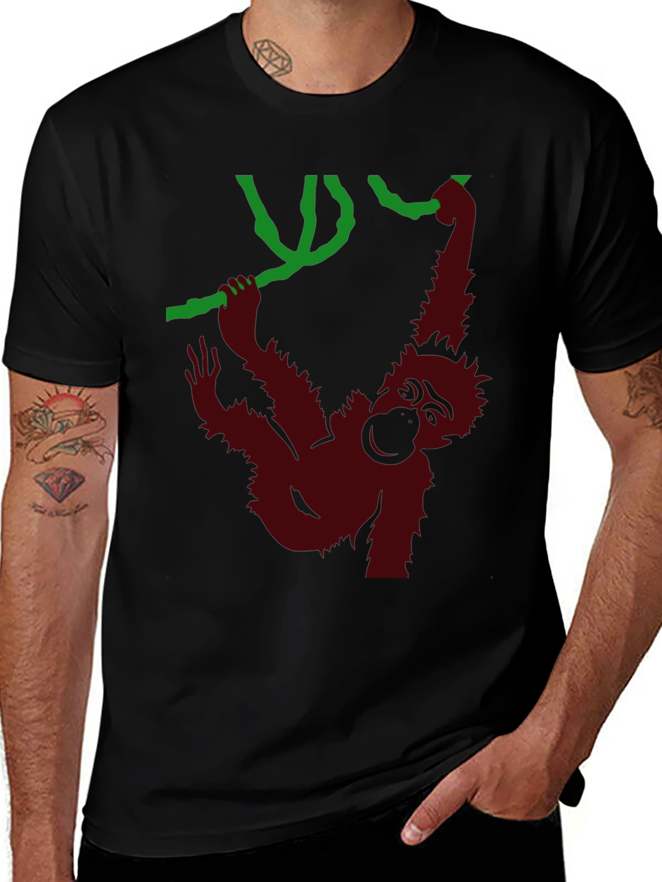 Monkeying Around Graphic Tee - Black Cotton T-Shirt