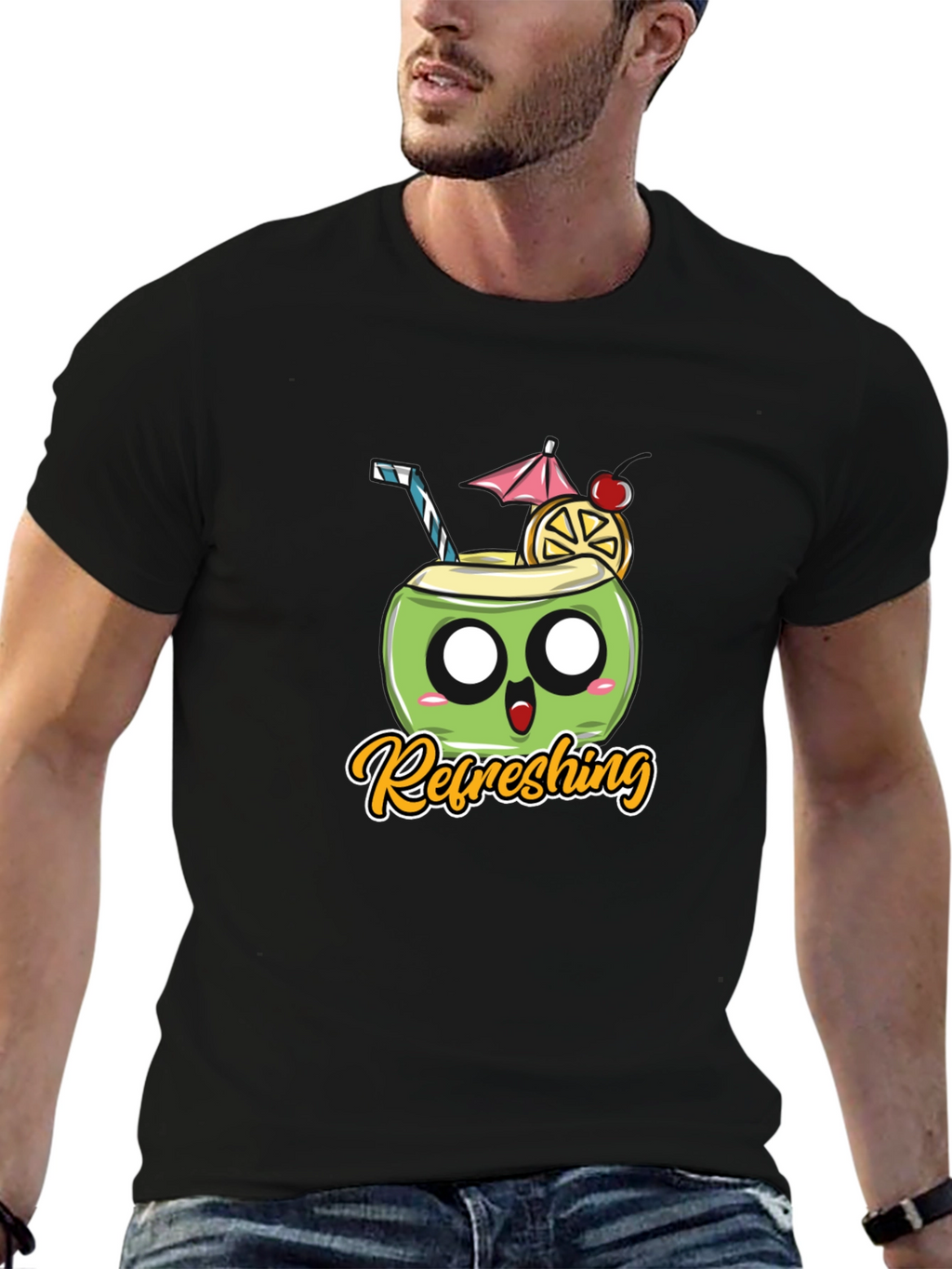 Refreshing Coconut Black T-Shirt