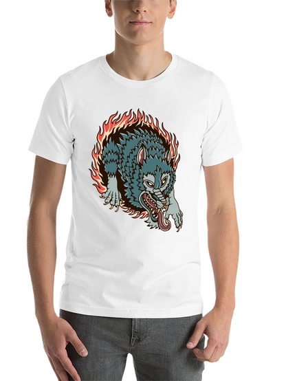 Fiery Wolf Graphic Black T-Shirt