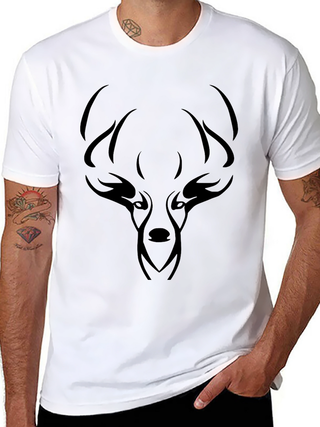 Mens Black Deer Graphic Tee