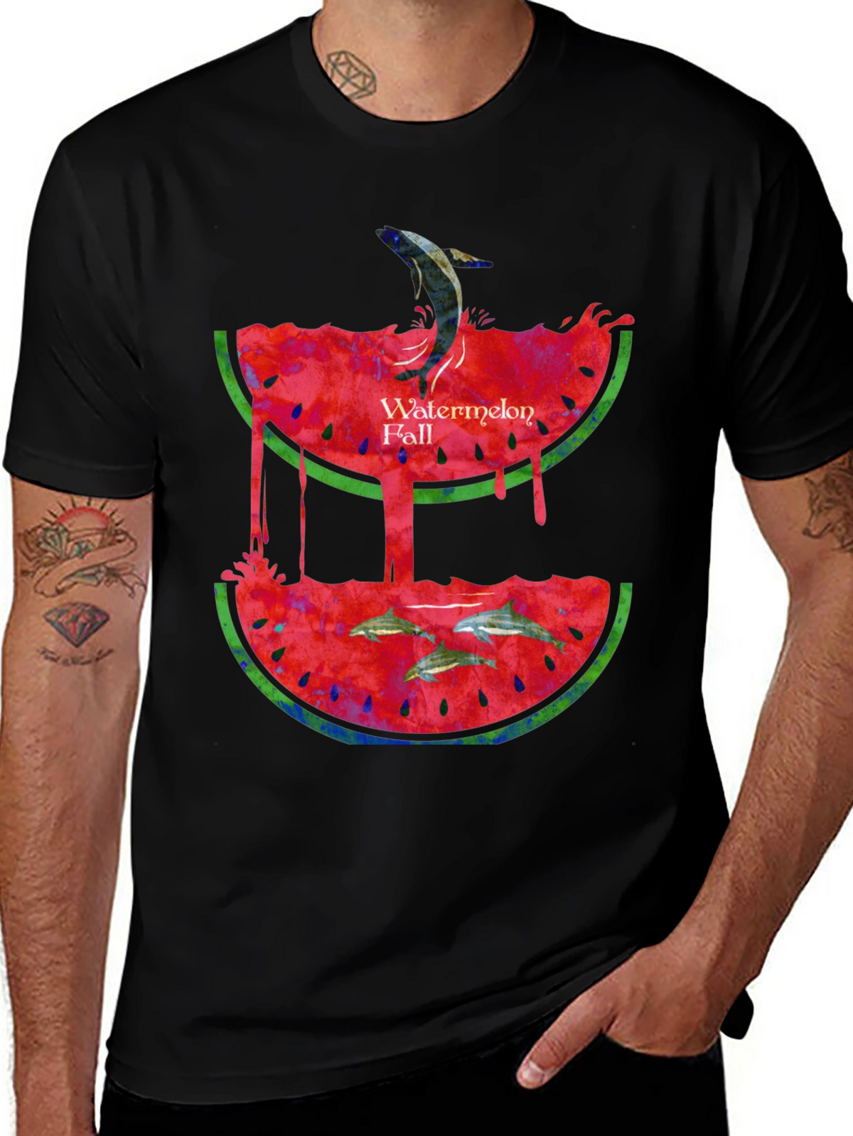 Watermelon Fall Graphic Print T-Shirt