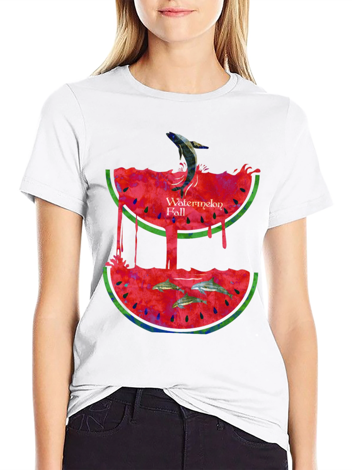 Watermelon Fall Graphic Print T-Shirt