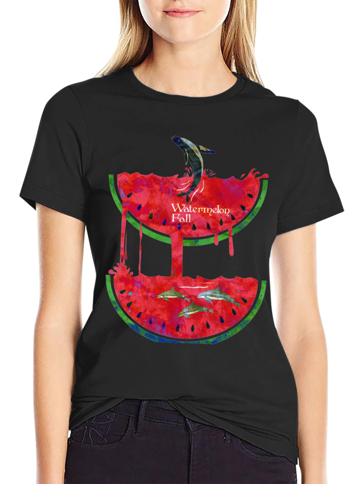 Watermelon Fall Graphic Print T-Shirt