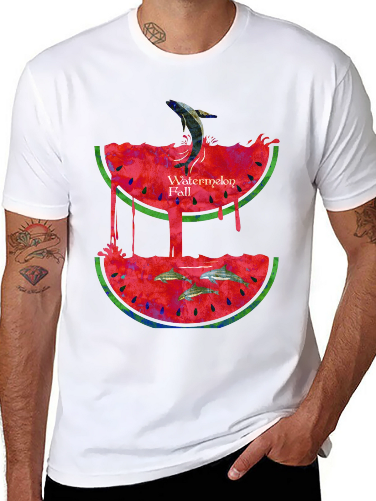 Watermelon Fall Graphic Print T-Shirt
