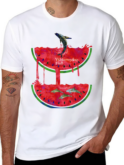 Watermelon Fall Graphic Print T-Shirt