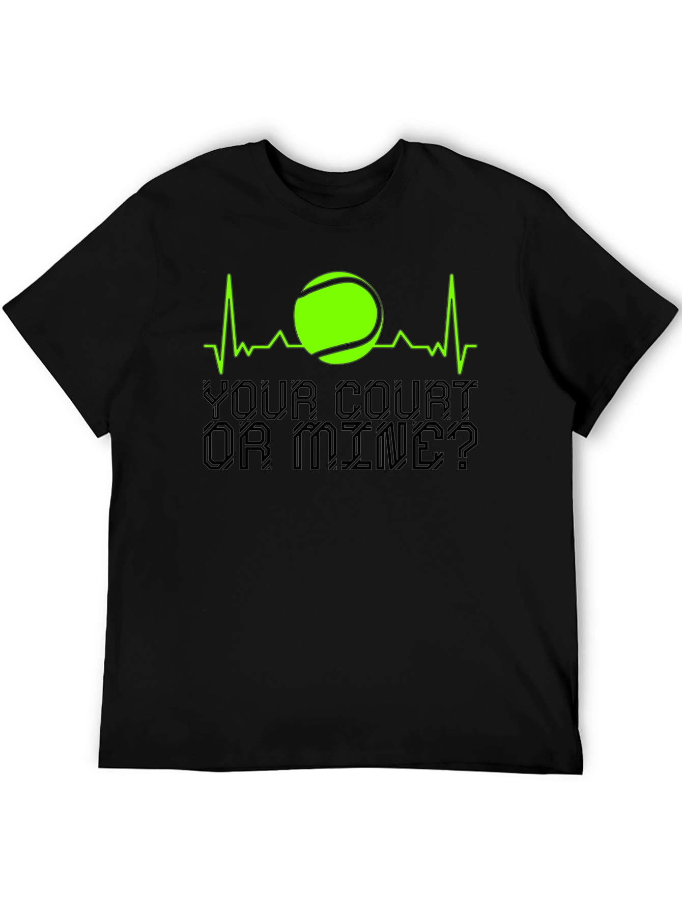 Tennis Heartbeat Graphic T-Shirt - Your Court Or Mine?
