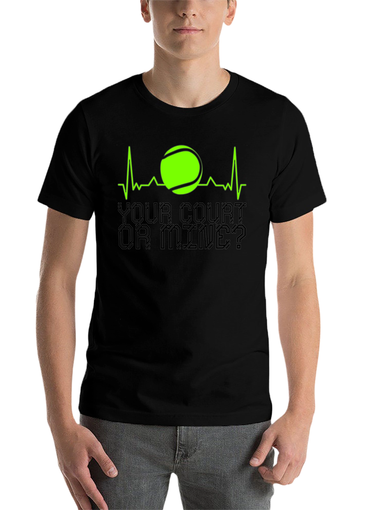 Tennis Heartbeat Graphic T-Shirt - Your Court Or Mine?