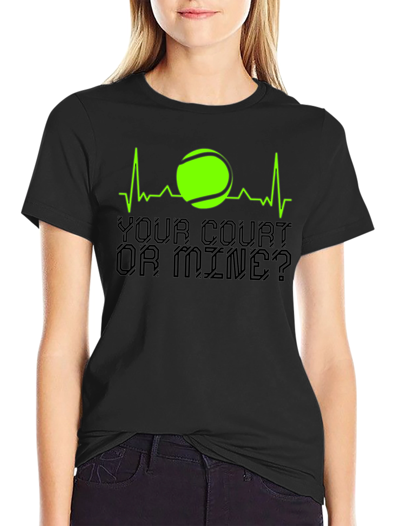 Tennis Heartbeat Graphic T-Shirt - Your Court Or Mine?