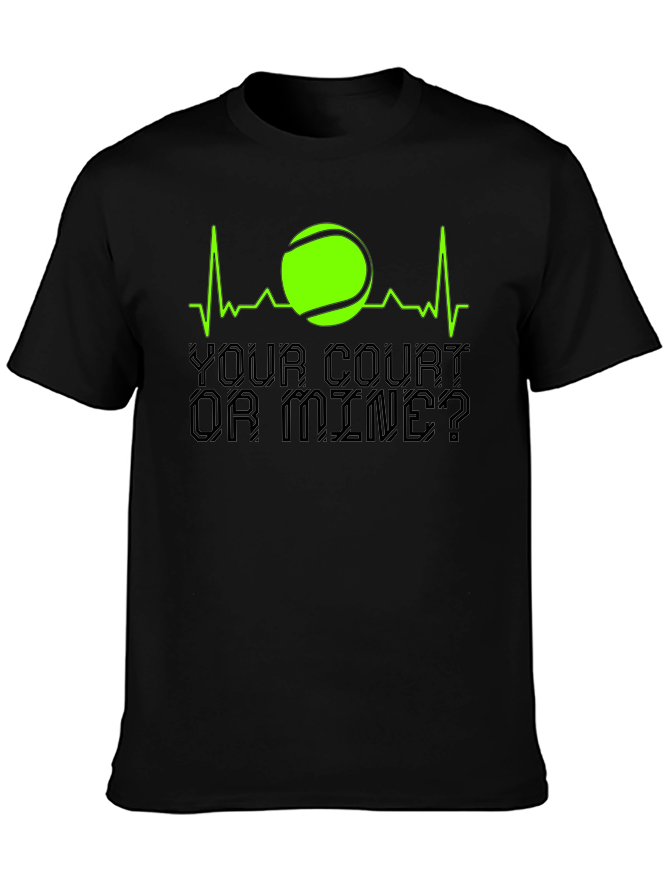 Tennis Heartbeat Graphic T-Shirt - Your Court Or Mine?