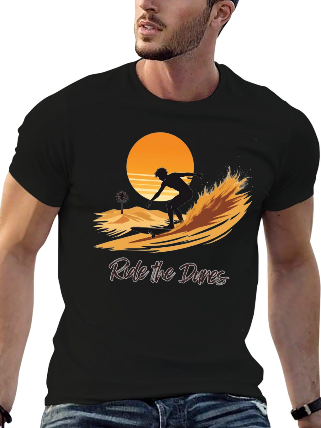 Ride the Dunes Graphic Tee - Black Cotton Shirt