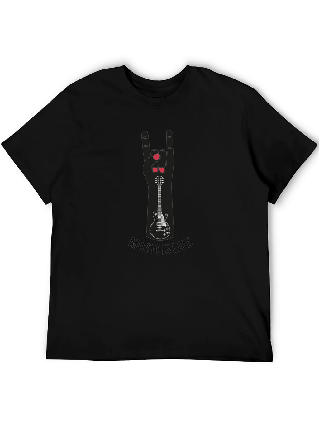 Music is Life Guitar Hand Sign Tee