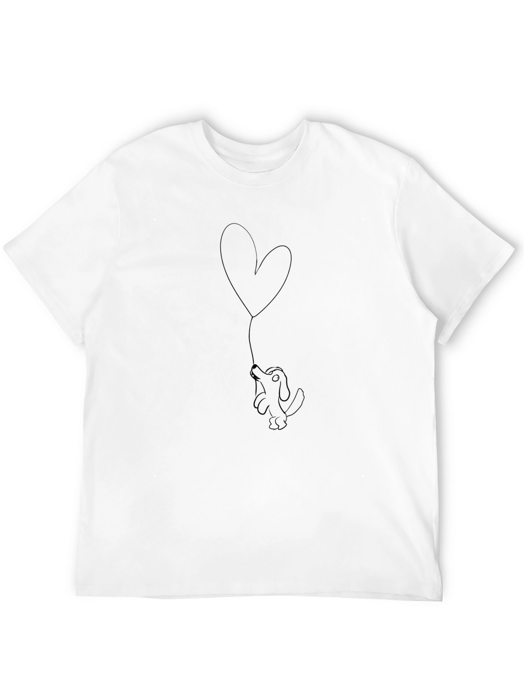 Dog with Heart Balloon Black T-Shirt