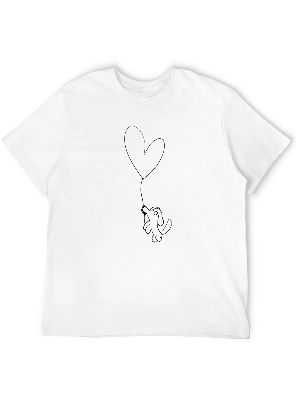 Dog with Heart Balloon Black T-Shirt
