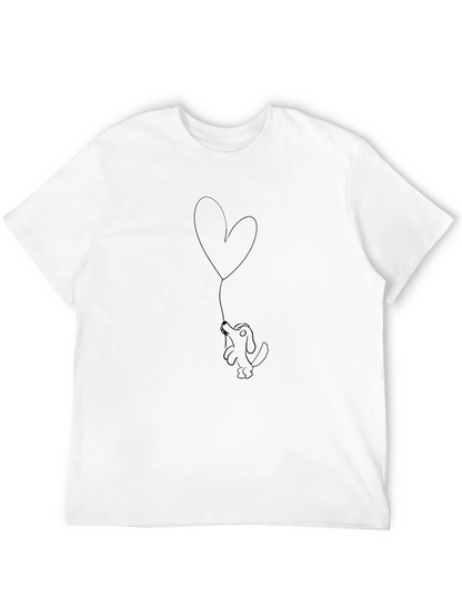 Dog with Heart Balloon Black T-Shirt