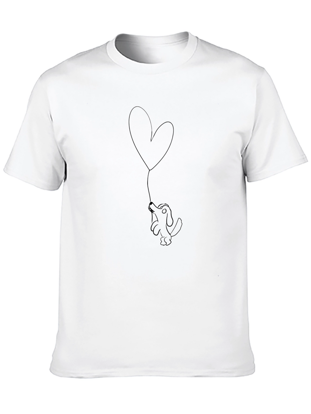Dog with Heart Balloon Black T-Shirt
