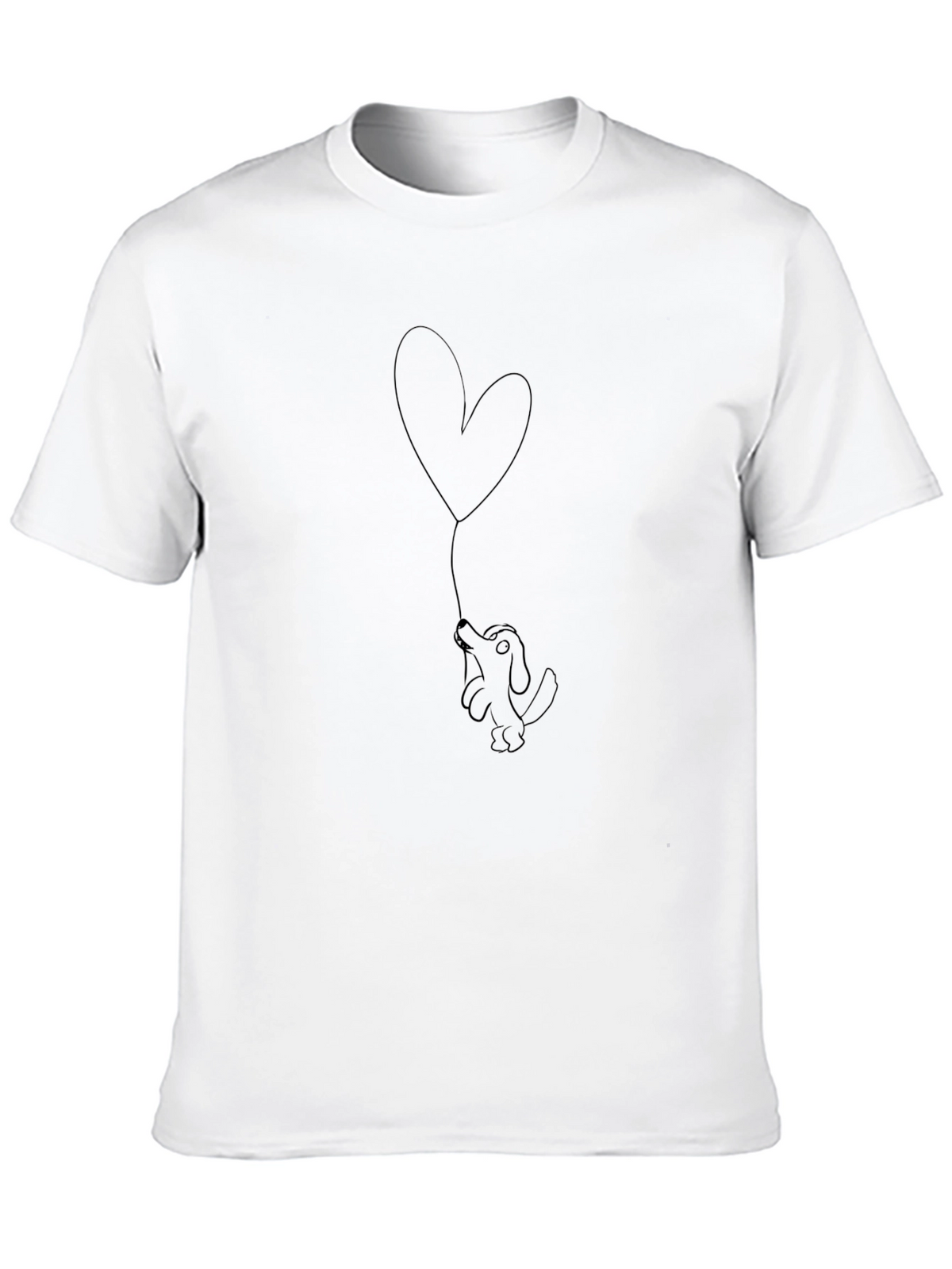 Dog with Heart Balloon Black T-Shirt
