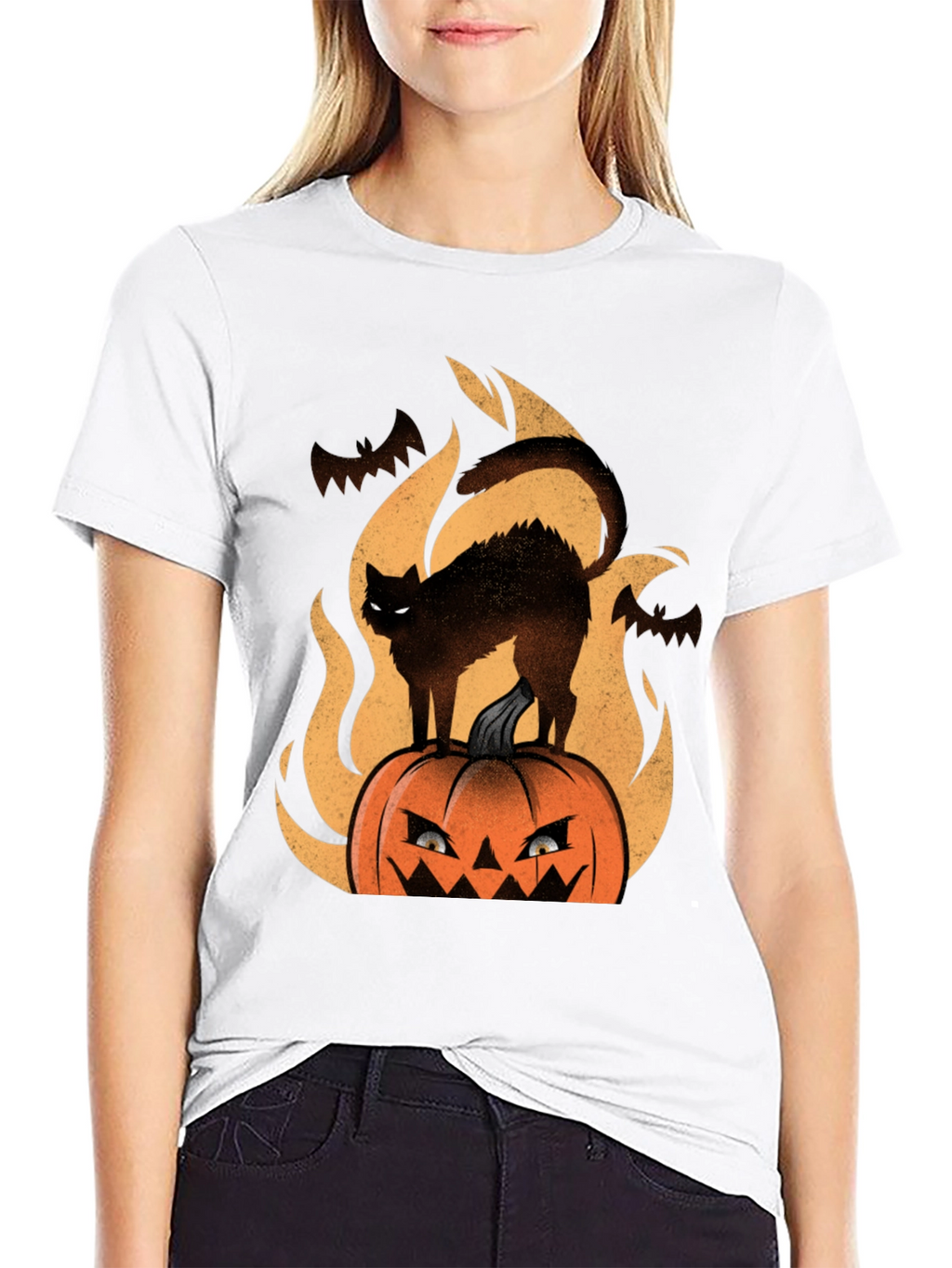 Halloween Cat Pumpkin T-Shirt