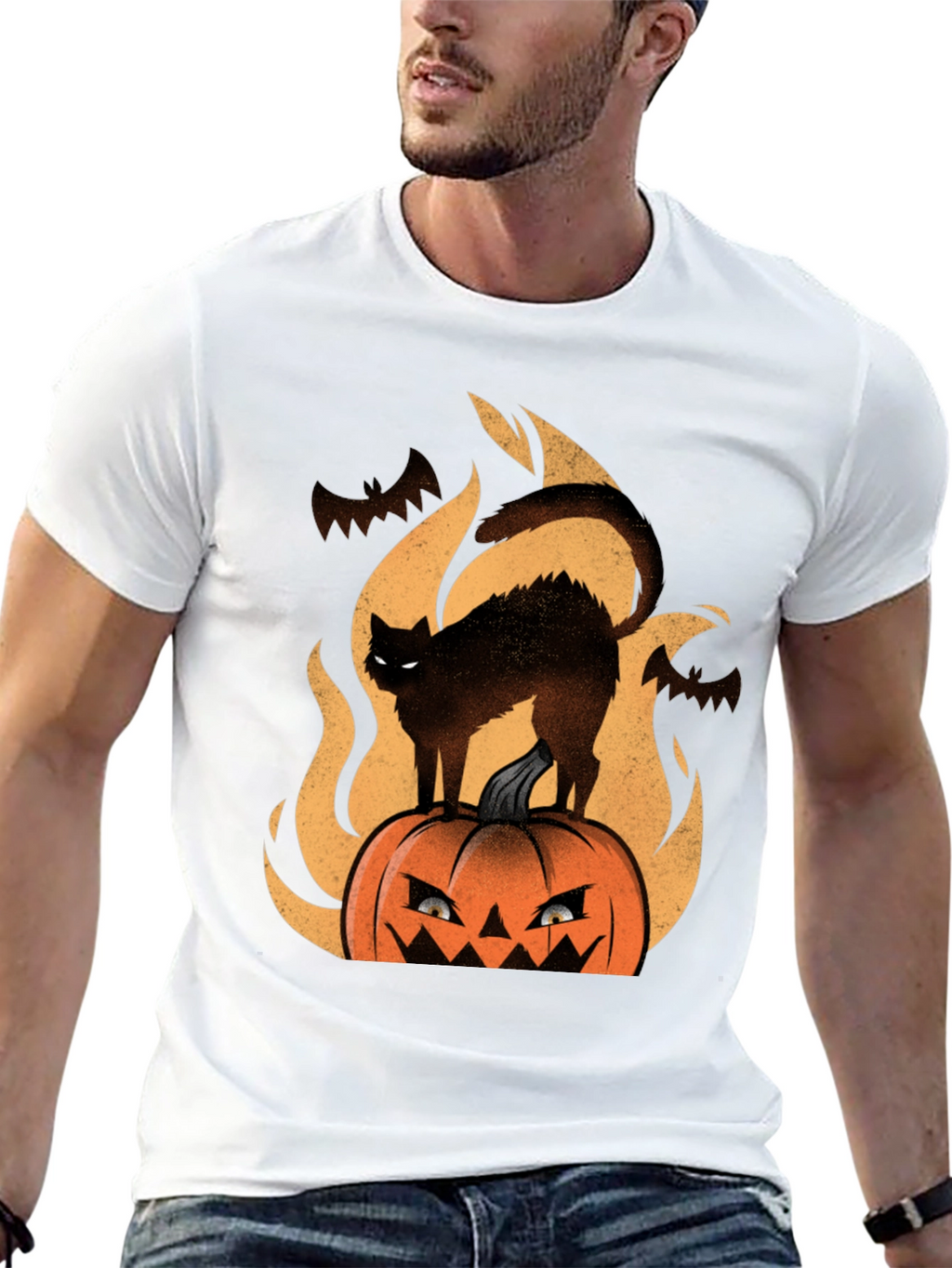 Halloween Cat Pumpkin T-Shirt