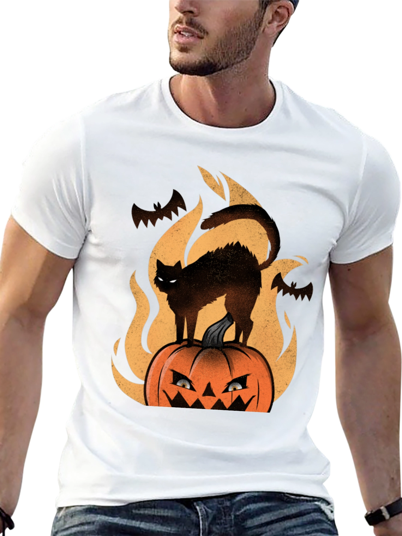 Halloween Cat Pumpkin T-Shirt