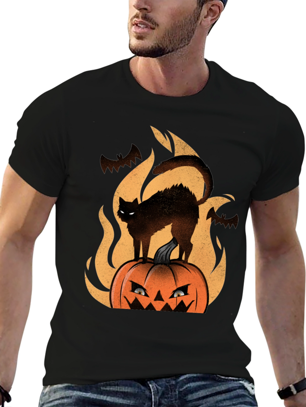 Halloween Cat Pumpkin T-Shirt