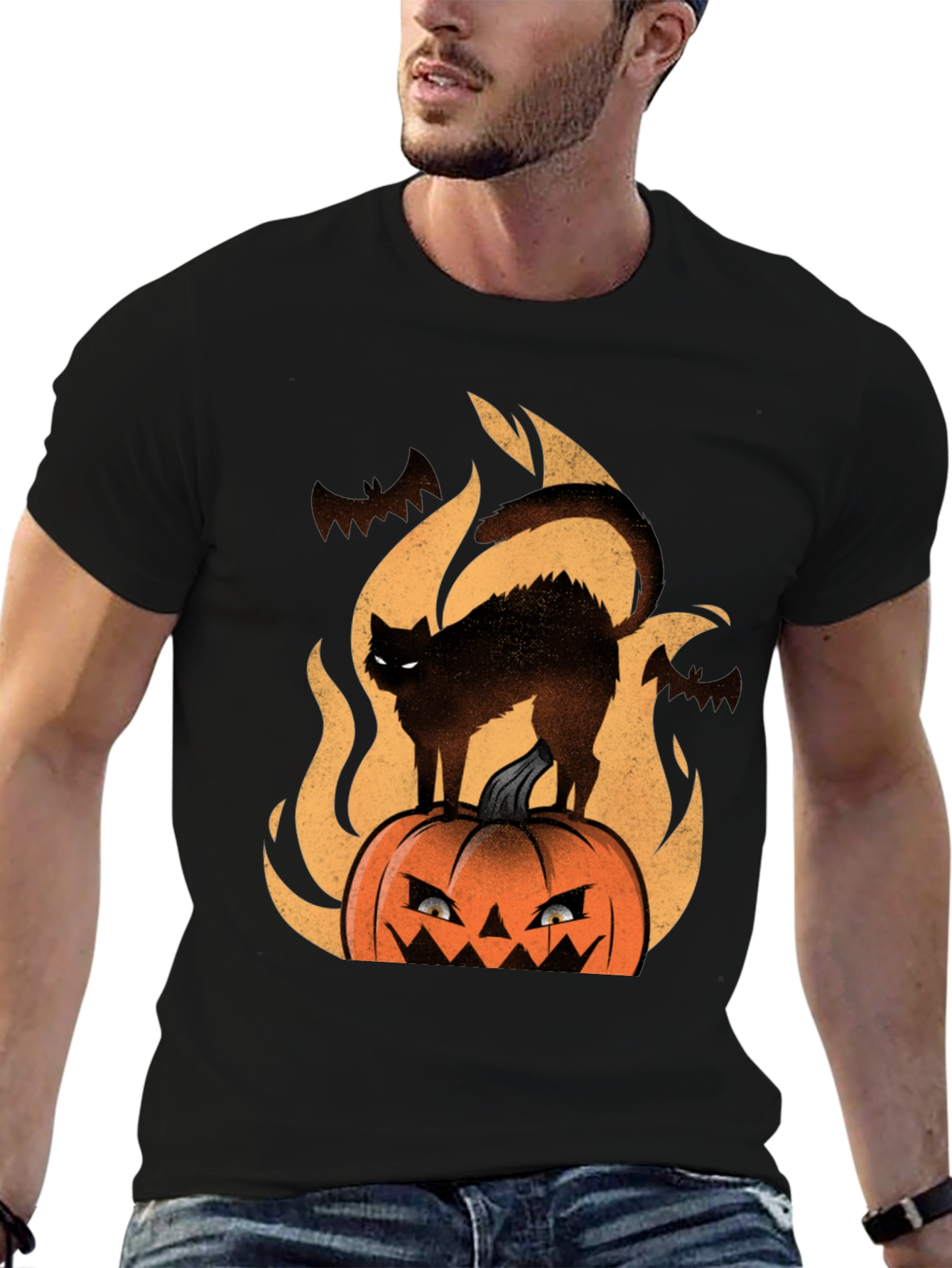 Halloween Cat Pumpkin T-Shirt