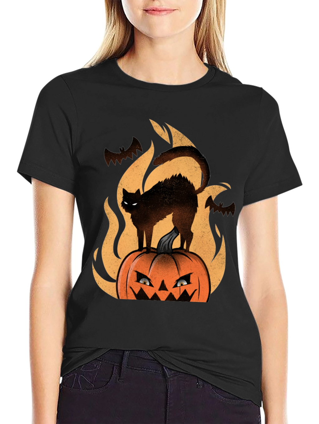 Halloween Cat Pumpkin T-Shirt