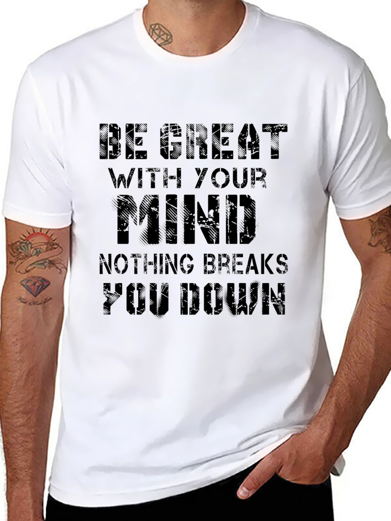 Be Great With Your Mind Motivational Black T-Shirt