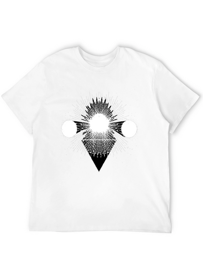Geometric Print Black Cotton T-Shirt