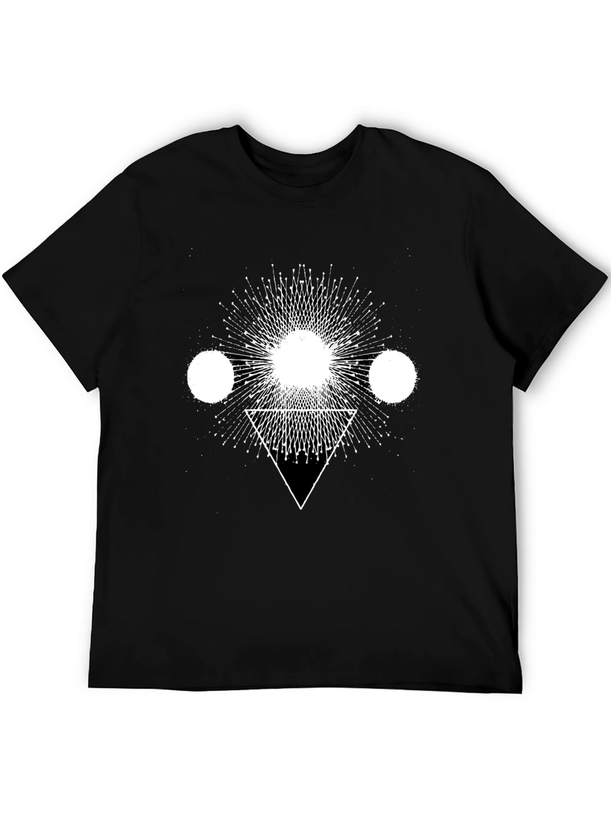 Geometric Print Black Cotton T-Shirt