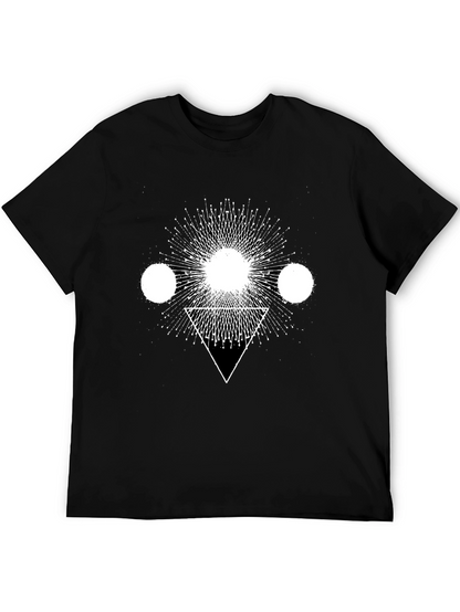 Geometric Print Black Cotton T-Shirt