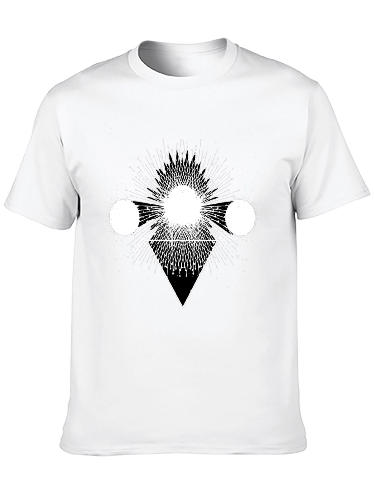 Geometric Print Black Cotton T-Shirt