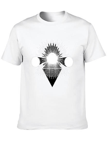 Geometric Print Black Cotton T-Shirt
