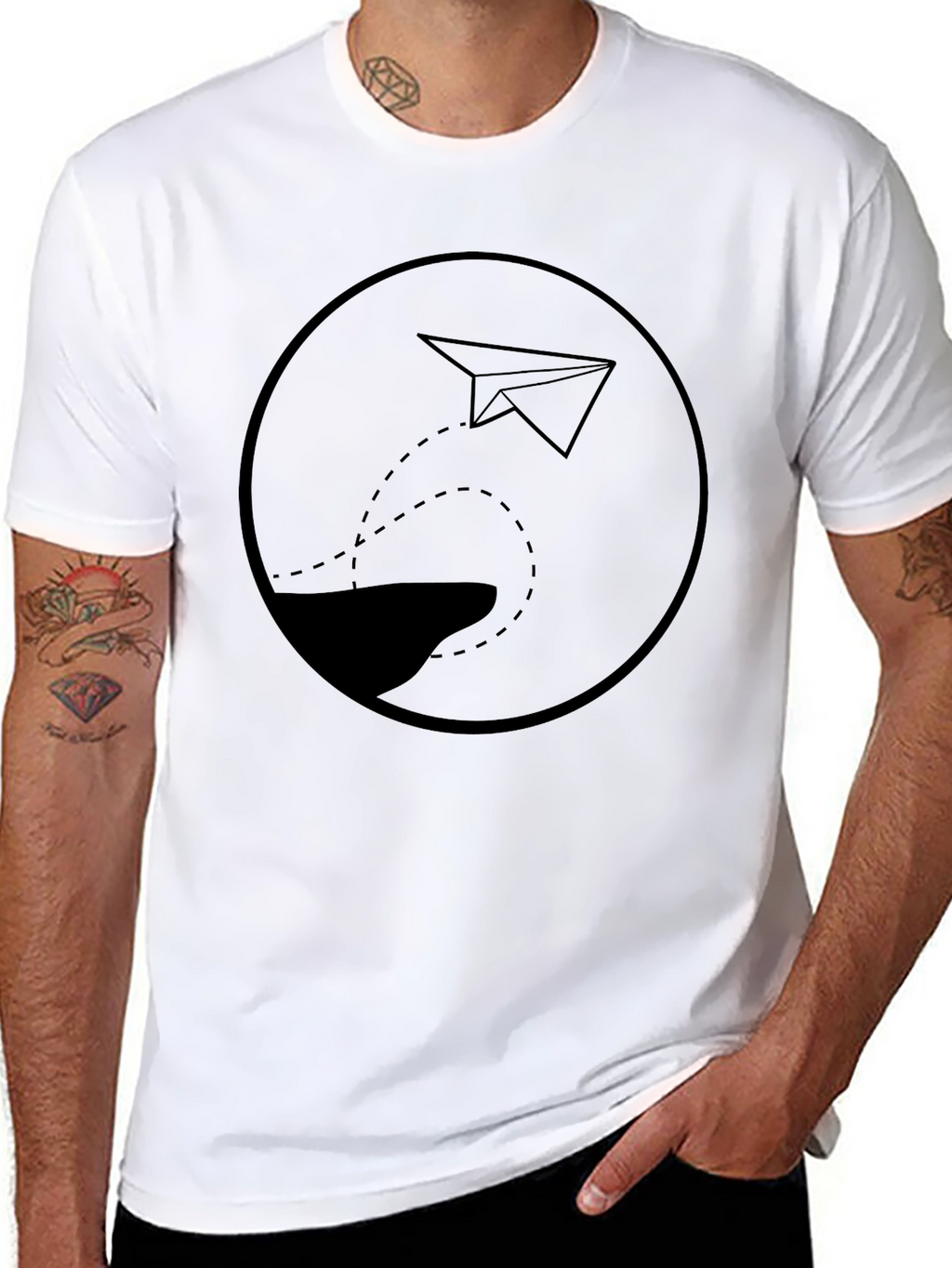 Paper Plane Graphic Tee - Mens Black T-Shirt