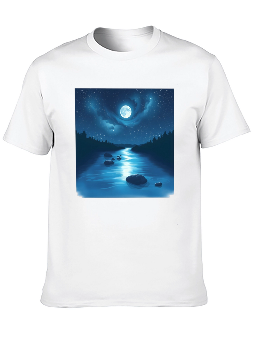 Moonlit River Graphic Tee - Night Sky Design