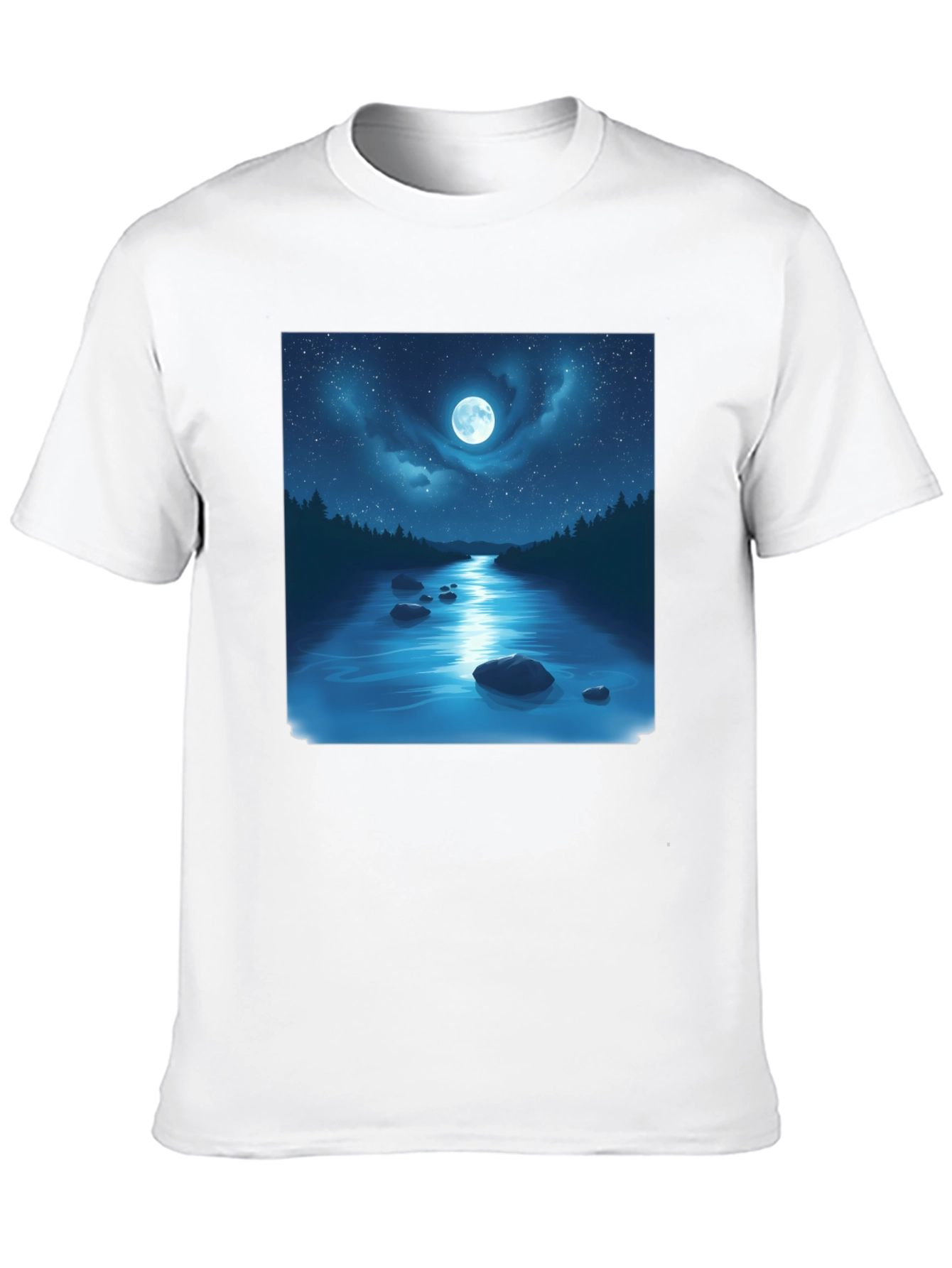 Moonlit River Graphic Tee - Night Sky Design