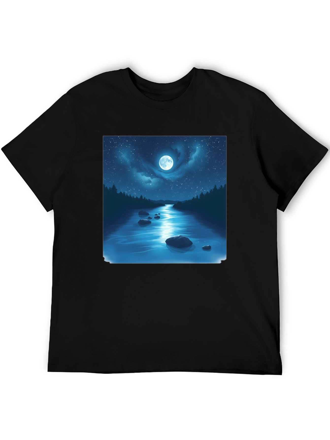 Moonlit River Graphic Tee - Night Sky Design